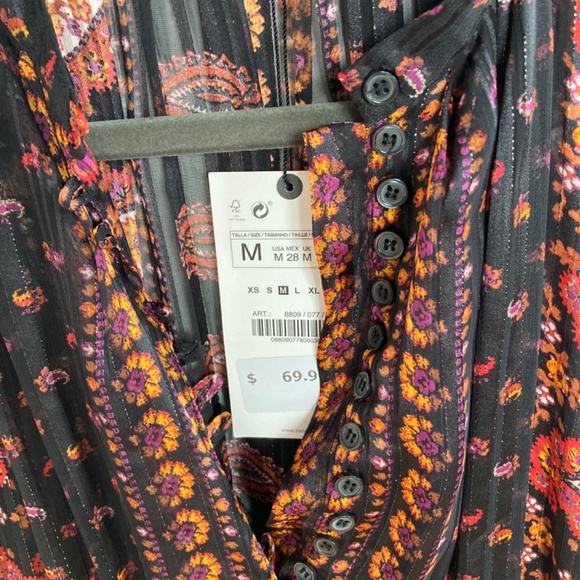 Zara Paisley Floral Print Blouson  Mini Dress size M. NWT - Picture 5 of 9